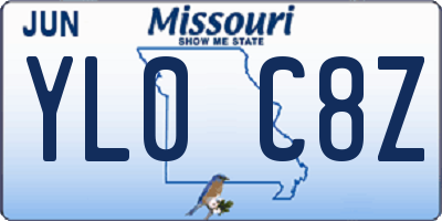 MO license plate YL0C8Z