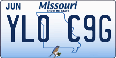 MO license plate YL0C9G