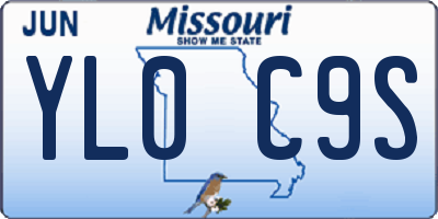 MO license plate YL0C9S