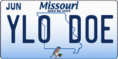 MO license plate YL0D0E