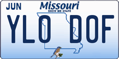 MO license plate YL0D0F