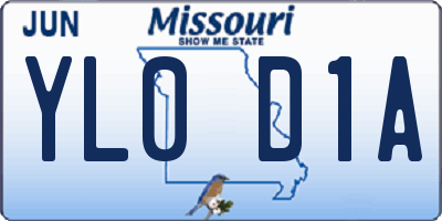 MO license plate YL0D1A