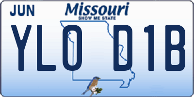 MO license plate YL0D1B