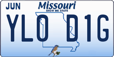 MO license plate YL0D1G