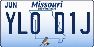 MO license plate YL0D1J