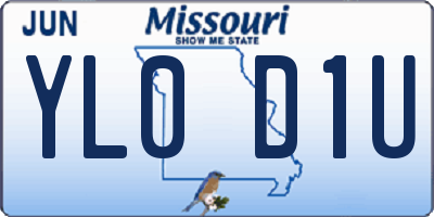 MO license plate YL0D1U