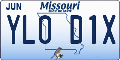 MO license plate YL0D1X