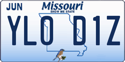 MO license plate YL0D1Z