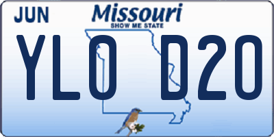 MO license plate YL0D2O