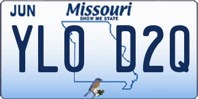 MO license plate YL0D2Q