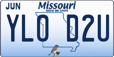 MO license plate YL0D2U