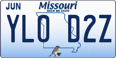 MO license plate YL0D2Z