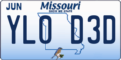MO license plate YL0D3D