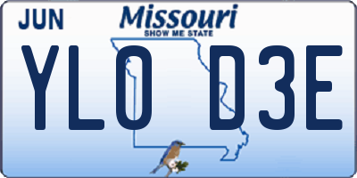 MO license plate YL0D3E
