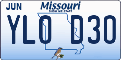 MO license plate YL0D3O