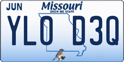 MO license plate YL0D3Q