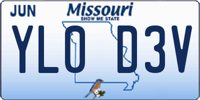 MO license plate YL0D3V