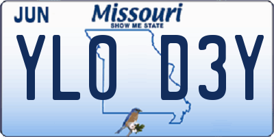 MO license plate YL0D3Y
