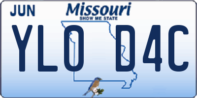 MO license plate YL0D4C