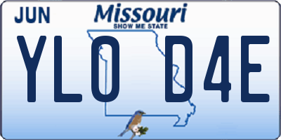 MO license plate YL0D4E