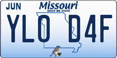 MO license plate YL0D4F