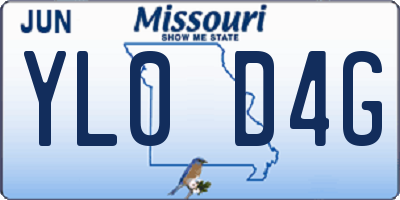 MO license plate YL0D4G