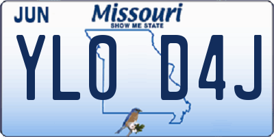 MO license plate YL0D4J