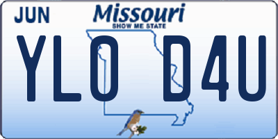 MO license plate YL0D4U