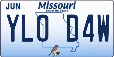 MO license plate YL0D4W
