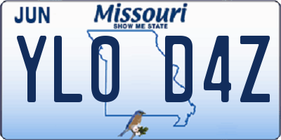 MO license plate YL0D4Z