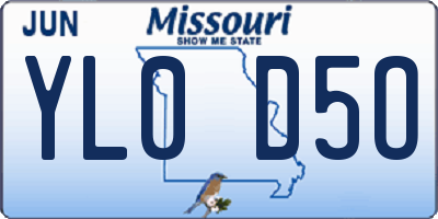 MO license plate YL0D5O