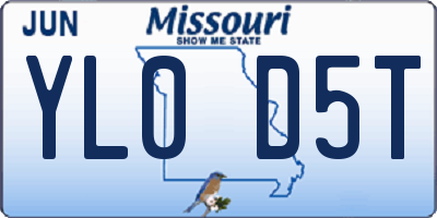 MO license plate YL0D5T