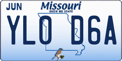 MO license plate YL0D6A