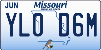 MO license plate YL0D6M