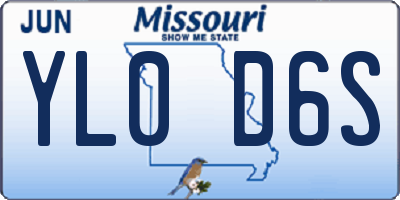 MO license plate YL0D6S