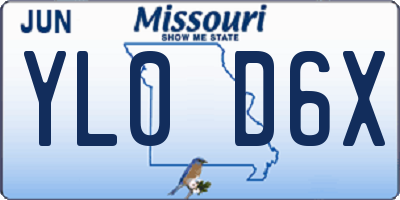 MO license plate YL0D6X