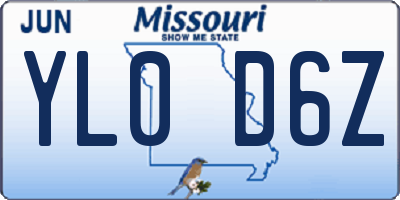 MO license plate YL0D6Z