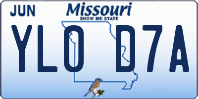 MO license plate YL0D7A