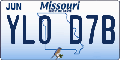 MO license plate YL0D7B