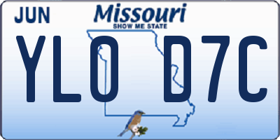 MO license plate YL0D7C