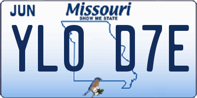 MO license plate YL0D7E
