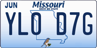 MO license plate YL0D7G