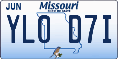 MO license plate YL0D7I