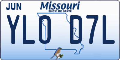 MO license plate YL0D7L