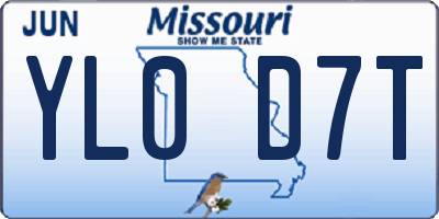 MO license plate YL0D7T