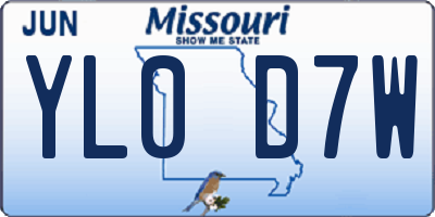 MO license plate YL0D7W