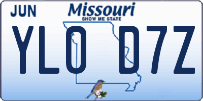 MO license plate YL0D7Z