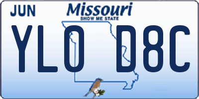 MO license plate YL0D8C