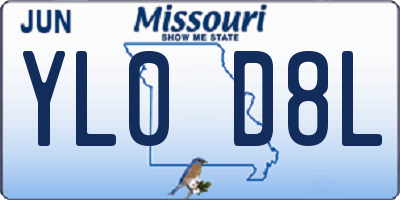MO license plate YL0D8L