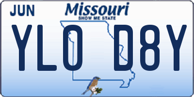 MO license plate YL0D8Y